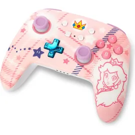 PowerA Enhanced Wireless Controller Princess Peach Plaid Rosa Nintendo Switch