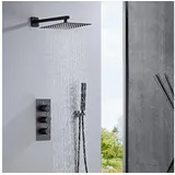 SaniteModar Duschsystem mit Duschmischer Schwarz 25×25 cm