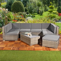 Sitzgruppe Rattan Gartenmöbel Lounge Polyrattan Set Tisch Garnitur Grau Braun XL