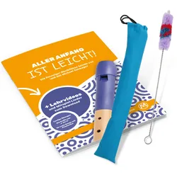 Classic Cantabile Zubehörset für Sopranblockflöte mit Wollwischer, Tasche und Schule