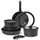 just perfecto household appliances Just Perfecto Töpfe Pfannen 11-Teilig,Topfset Pfannenset mit abnehmbaren Griffen,Pfanne 20/26cm,Topf 18/20cm,Tiefe Bratpfanne 26cm,Antihaftversiegelung,Kochen stapelbar topf Induktion,Ofenfest (Black)