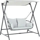 Beliani Gartenschaukel Hellgrau Stoff Stahl Mit Verstellbarem Dach 2-sitzer Modernes Design Hollywoodschaukel Outdoor Garten Terrasse