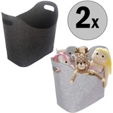 2er Set Aufbewahrungsbox Filzkorb Allzweckkorb Tragegriffe Stoffkorb Organizer