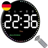 10" Wanduhr Digital Groß Mit Fernbedienung, Digitaluhr LED Wecker Mit 2 Alarmen/