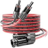 deleyCON 2m PV4 Solarkabel Verlängerung Set 6mm2 für Photovoltaik-Anlagen - Verlängerungskabel für Serielle & Parallele Verkabelungen - 1kV AC 1,5kV DC - Wetterfest UV-Beständig IP68 - Rot & Schwarz