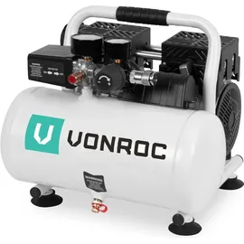 VONROC Leiser Luftkompressor 750 W 128 l/min 6-Liter-Tank 8 bar 57,5 dB(A)
