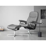 Stressless Relaxsessel "Consul", grau (wild dove batick), B:82cm H:102cm T:72cm, Leder BATICK: BATICK ist ein leicht korrigiertes, durchgefärbtes und genarbtes Möbelleder, bei dem die meisten Unebenheiten und Spuren in der Regel entfernt wurden.