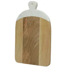 GAUMENKICK Schneidebrett Vesperbrett Mangoholz Marmor braun weiß Servierbrett 30cm