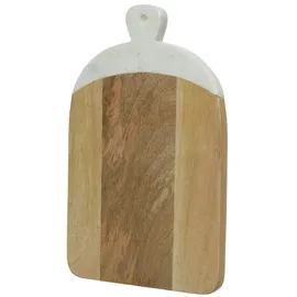 GAUMENKICK Schneidebrett Vesperbrett Mangoholz Marmor braun weiß Servierbrett 30cm