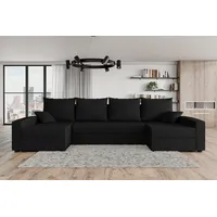 ALTDECOR Wohnlandschaft RAVENA-U, Couch mit Schlaffunktion, Wohnzimmer - Wohnlandschaft schwarz