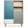Finori Highboard 103 x 139 x 40 cm Blau / Petrol / Weiß / Grau