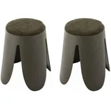 sweeek / 2er Set stapelbare Hocker, strukturierter Bouclébezug,