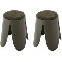 sweeek / 2er Set stapelbare Hocker, strukturierter Bouclébezug,