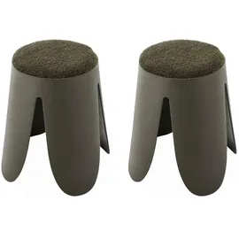 sweeek / 2er Set stapelbare Hocker, strukturierter Bouclébezug,