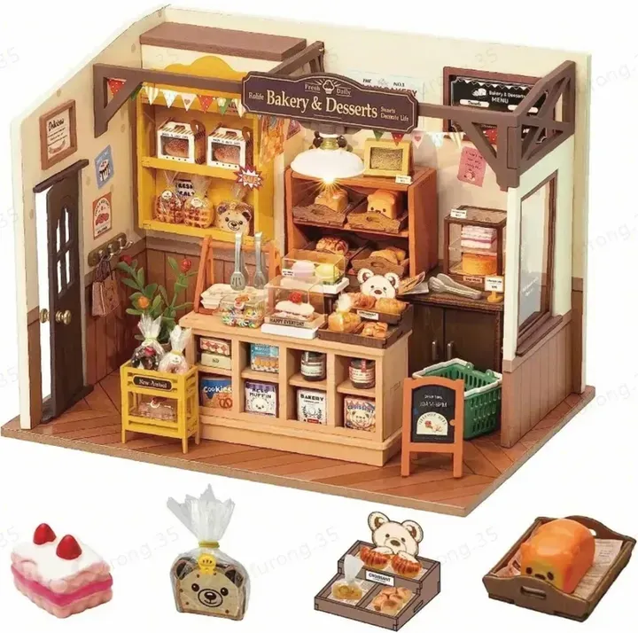 Robotime Rolife “Becka’s Backhaus” DIY Puppenhaus-Bausatz, 25x15x19,5cm, Deko, Bastelgeschenk für Erwachsene & Jugendliche
