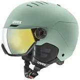 Uvex Wanted Visor - robuster Skihelm für Damen und Herren - mit Visier - optimierte Belüftung - Oxid Green matt 58-61 cm