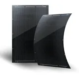 SERAPP 200W Dünnes Flexibles Solarpanel Set 2×100W Monokristalline Module 16,4V IP68 Wasserdicht Matte Schwarz 2,2KG, ohne Montagezubehör, für verschiedene Installationen, 0% MwSt