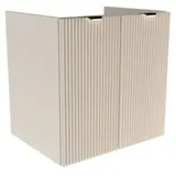 WENA Waschtischunterschrank ohne Oberteil mit Türen 60 cm, geriffelte Fronten, Griffe aus Metall in der Farbe Gold Willy (Farbe: Kaschmir) - Grau/Beige
