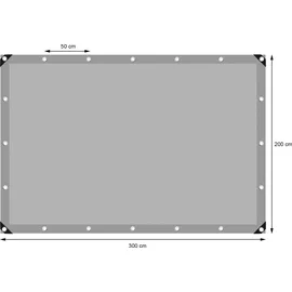 ECD Germany Abdeckplane mit Ösen 2x3m 6m2 260g/m2 aus Polyethylen Schimmelresistent Wasserdicht - Grau