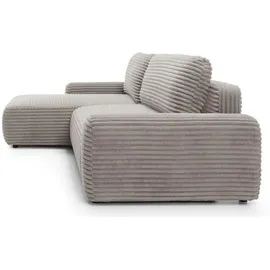 Selsey Ecksofa mit Schlaffunktion, Breitcord-Bezug, greige, linksseitig