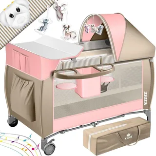 Kidiz KIDIZ® Babybett 3 in 1 Reisebett Kombi Set Baby Bett mit Wickelauflage Moskitonetz Laufstall Baby ab Geburt bis 15 kg luftige Seitenwände mit Seiteneingang Tragetasche zusammenklappbar