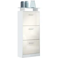 Vladon Schuhschrank, Creme, Holzwerkstoff, 46x128x23 cm, Garderobe, Schuhaufbewahrung, Schuhkipper