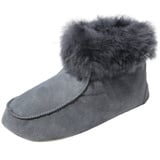 Hollert Herren & Damen Lammfell Hausschuhe Ibiza Grau Fellschuhe 100% Merino Schaffell Echtleder Bettschuhe Schuhgröße 36 - 36 EU