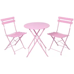 Albatros Bistroset 3-teilig Rosa Bistrotisch mit 2 Stühlen klappbare Stühle und Tisch aus robustem Metall optimal als Balkonmöbel Set oder Gartenmöbel