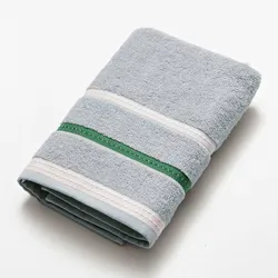 Benetton - Handtuch 50 x 90 cm, 100 % graue Baumwolle mit neutralen Streifen