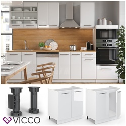 VICCO Spülenunterschrank 80 cm Weiß Küchenzeile Unterschrank Fame