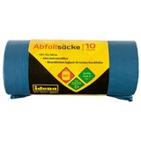 IDENA Zugbandsäcke 120l 10 Stück blau 40μ Abfallsack, Blau