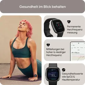 Fitbit Versa 4 aluminium graphit schwarz/schwarz