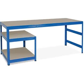 BRB-Lagertechnik BRB Packtisch / Werkbank, BxTxH 1800x600x900 mm, Unterbau BxTxH 600x600x515 mm, blau