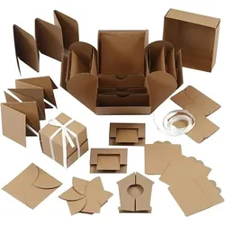 Creativ Company Geschenkdosen/-schachteln Explosion Box, Natur, Größe 7x7x7,5+12x12x12 cm, 1 Stk