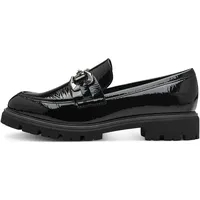 Marco Tozzi Damen Loafer ohne Absatz Vegan mit Schnalle, Schwarz (Black Patent), 39 EU