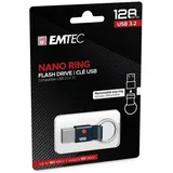 Emtec - USB-Stick 3.2 Nano Ring T100 Kapazität 128 GB, 128 GB – Universelle Kompatibilität USB 3.0 – ECMMD128GT103 Schlüsselring – ultradünn, ohne Kappe, schwarz / silber