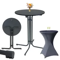 Trutzholm Set Stehtisch klappbar Ø 80 cm in Anthrazit & Husse waschbar bügelfrei in Anthrazit für Gastrotisch Partytisch Bistrotisch