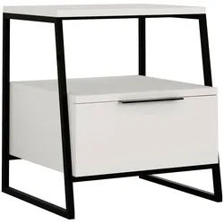 Nachttisch DECORTIE "PAL NACHTTISCH MIT SCHUBLADEN", weiß, B:45cm H:50cm T:41cm, Tische, Leichte Montage, Lagerung, Platzsparend