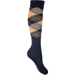 Reitsocken Check Classico dunkelblau/orange 39/42