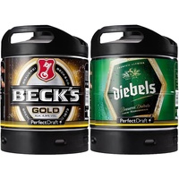 BECK'S Gold Helles Lager Bier Perfect Draft (1 x 6l) MEHRWEG Fassbier & Diebels Alt Original Altbier aus Issum am Niederrhein, Bier Perfect Draft (1 x 6l) MEHRWEG Fassbier