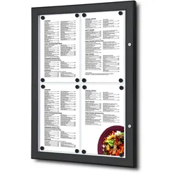 SHOWDOWN Displays Showdown Menükasten Outdoor - 4x DIN A4 -Aluminium / Stahl - Schwarz
