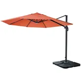 MCW Ampelschirm A96 Ø 3m Alu/Stahl Terracotta mit Ständer Drehbar