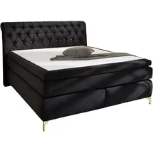 Jockenhöfer Gruppe Boxspringbett »Sancara, inklusive 7-Zonen-TTFK-Matratzen und 9 cm Kaltschaumtopper«, goldfarbige Designelemente, verschiedene Härtegrade wählbar schwarz
