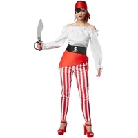dressforfun Piraten-Kostüm Frauenkostüm Freibeuterin der Meere rot|weiß L - L