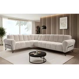 beautysofa Eckcouch Polyester 295 cm 3-Sitzer Beige