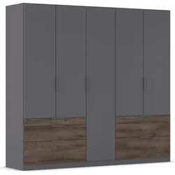 Kleiderschrank RAUCH "Koda", grau (graumetallic, atlantic oak dunkel), B:226cm H:210cm T:54cm, Holzwerkstoff, Schränke, mit symmetrisch angeordneten Schubladen MADE IN GERMANY