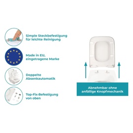 Calmwaters Calmwaters® Antibakterieller WC Sitz für Keramag Renova Nr. 1 Plan 202150 & 202160, Toilettensitz mit Absenkautomatik, Duroplast Klositz, Toilett...