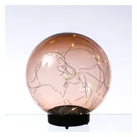 MARELIDA LED Solar Kugel Tisch Gartenleuchte mit Drahtlichterkette bernstein amber 20cm