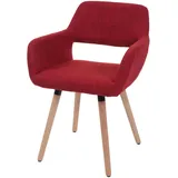 Mendler Esszimmerstuhl HWC-A50 II, Stuhl Küchenstuhl, Retro 50er Jahre Design ~ Textil, purpurrot, helle Beine
