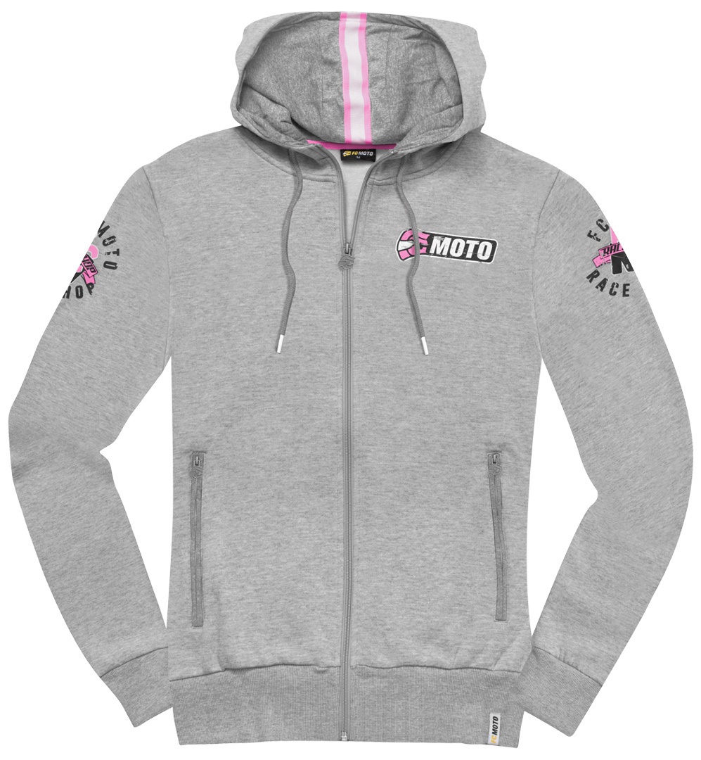 FC-Moto Effortless Dames Zip Hoodie, grijs-pink, S Voorvrouw